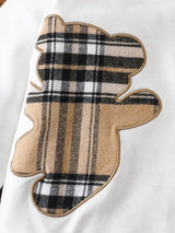 Baby Boy Cartoon Bear Hoodie & Plaid Joggers Set