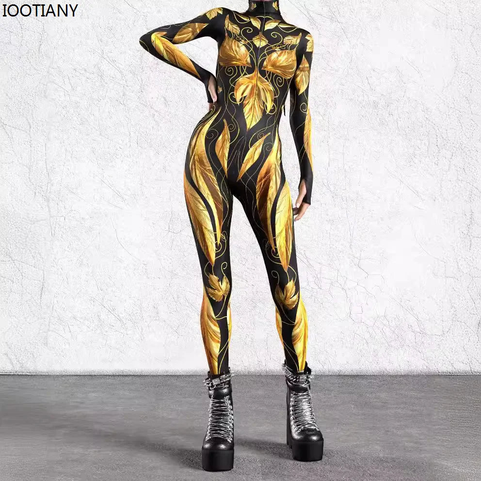 Women's 3D Print Goddess Jumpsuit Catsuit Costume