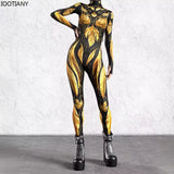 Women's 3D Print Goddess Jumpsuit Catsuit Costume