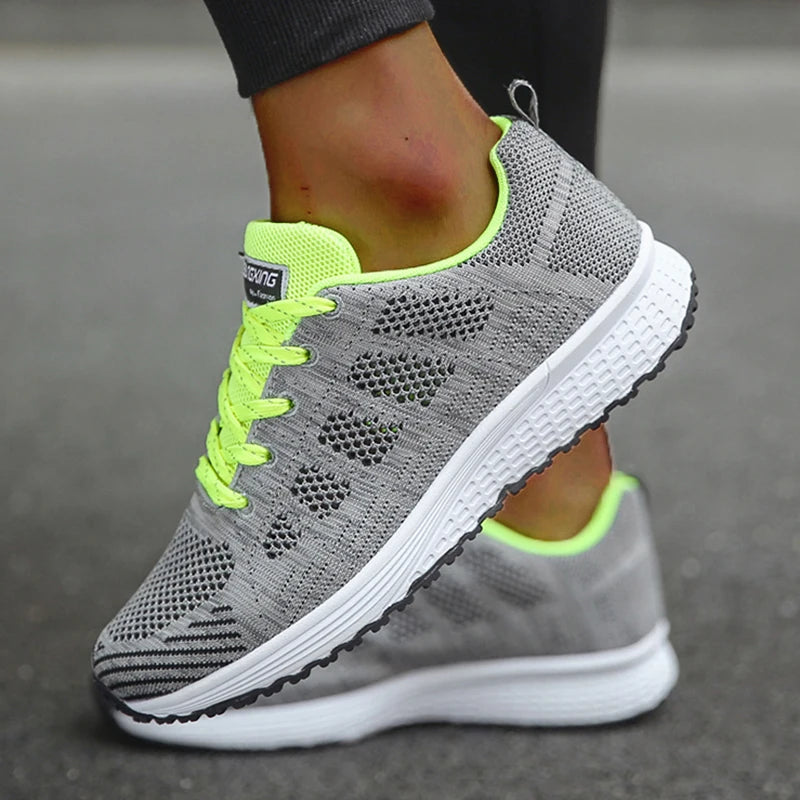 Women's Canvas Lace-Up Flat Casual Sneakers