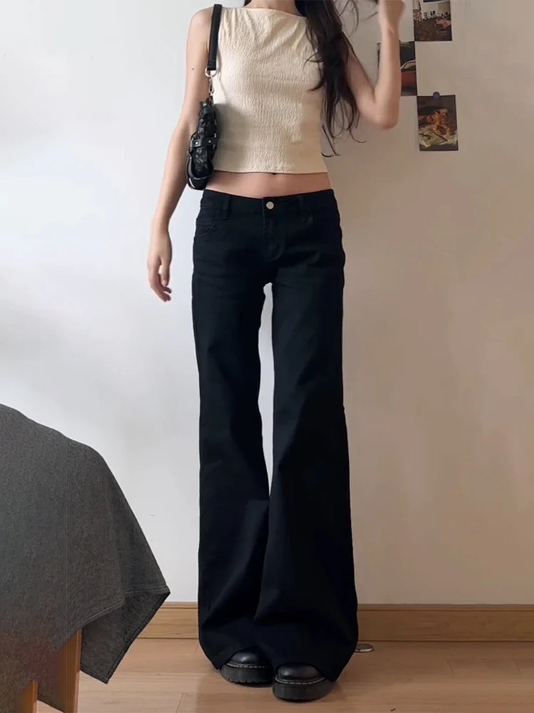 Women's Low-Rise Wide Leg Flared Jeans | Retro Denim