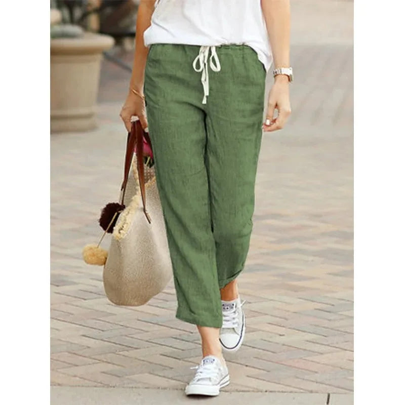Women's Cotton Drawstring Ankle Pants