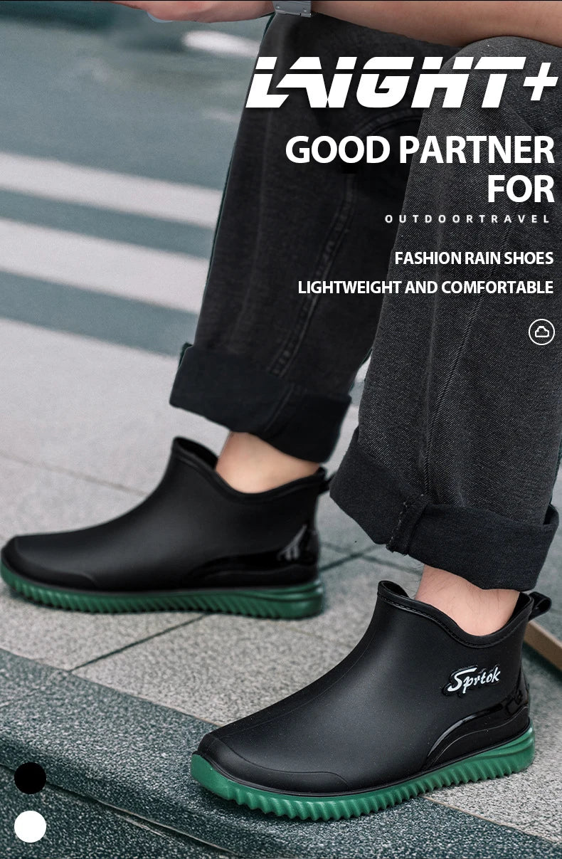 Fashionable Adult Short Rain Boots Waterproof Ankle Shoes Anti-Slip Durable Rubber Footwear For Men Women Suitable for Rainy Day