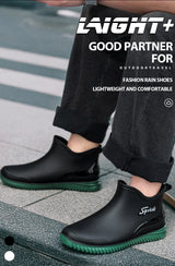 Fashionable Adult Short Rain Boots Waterproof Ankle Shoes Anti-Slip Durable Rubber Footwear For Men Women Suitable for Rainy Day