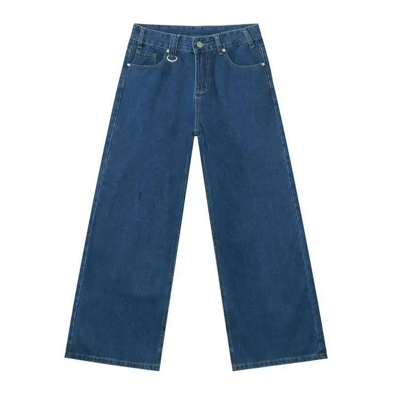 Retro Washed Wide-Leg Denim Trousers