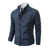 Men’s Fleece-Lined Stand Collar Cardigan