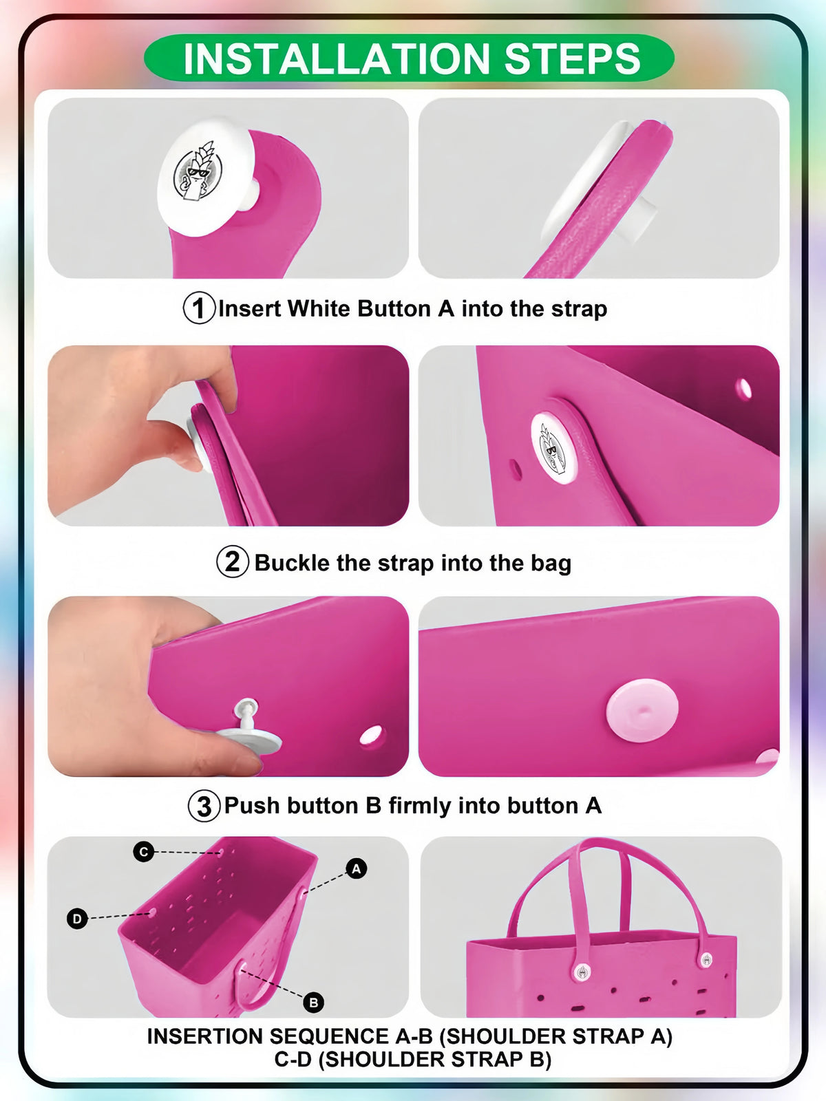 EVA Large Tote Bag Beach Storage 2 in 1 Waterproof Lightweight Travel Handbag for Women