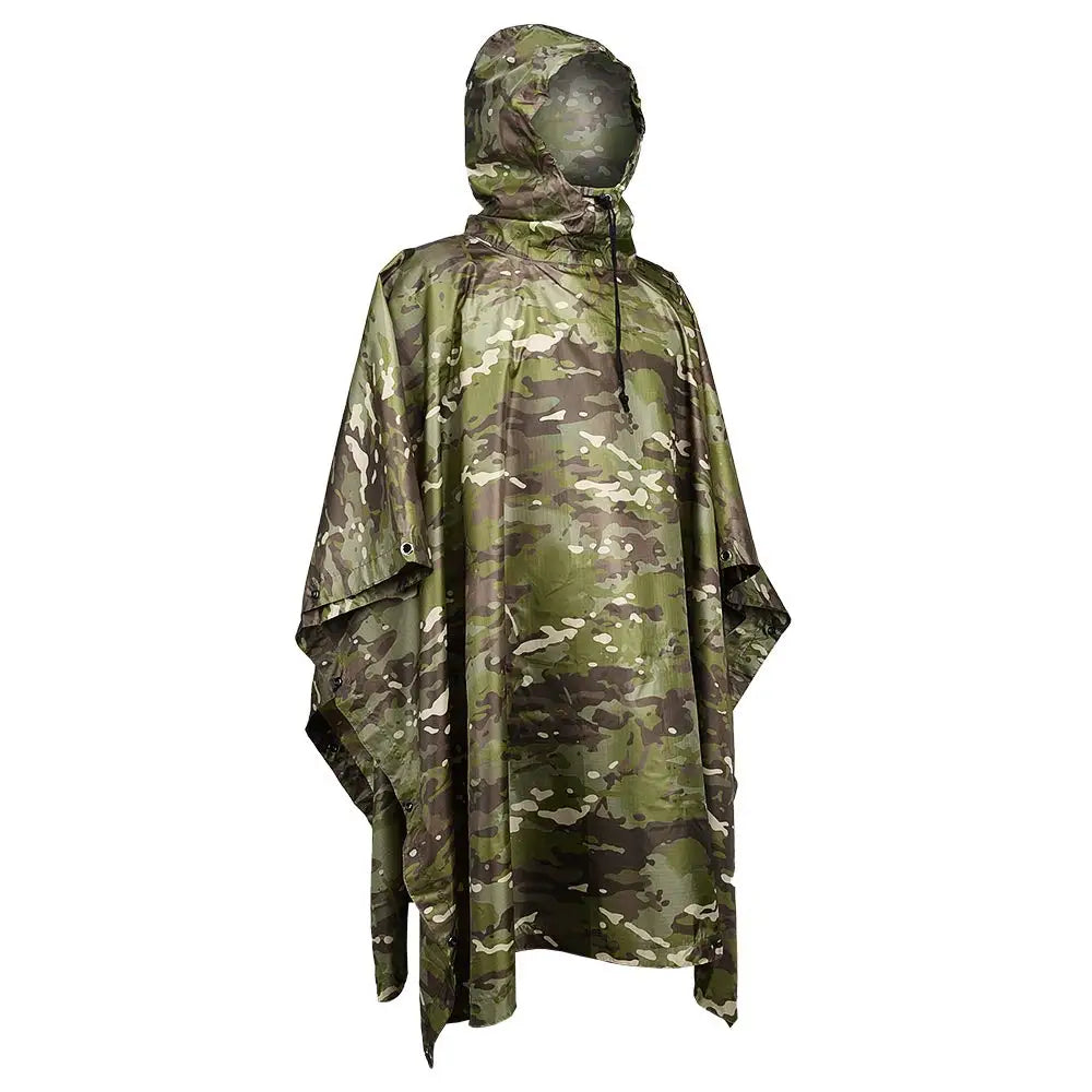 Tactical Camo Raincoat – Packable Waterproof Poncho