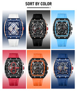 Men’s Sport Quartz Watch – Yellow Silicone Strap, Luminous Auto Date Square Dial