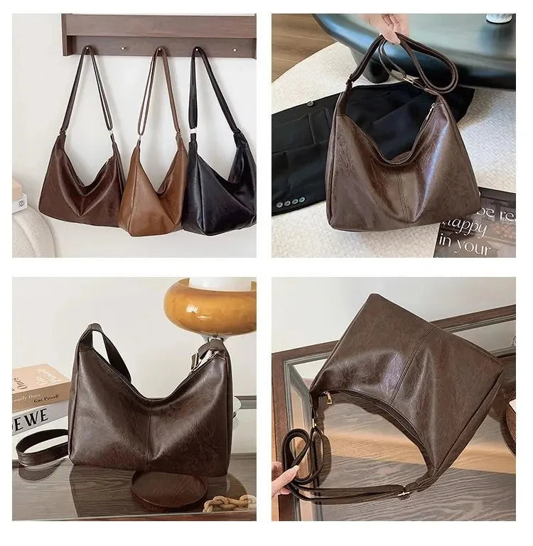 Vintage PU Leather Large Capacity Tote