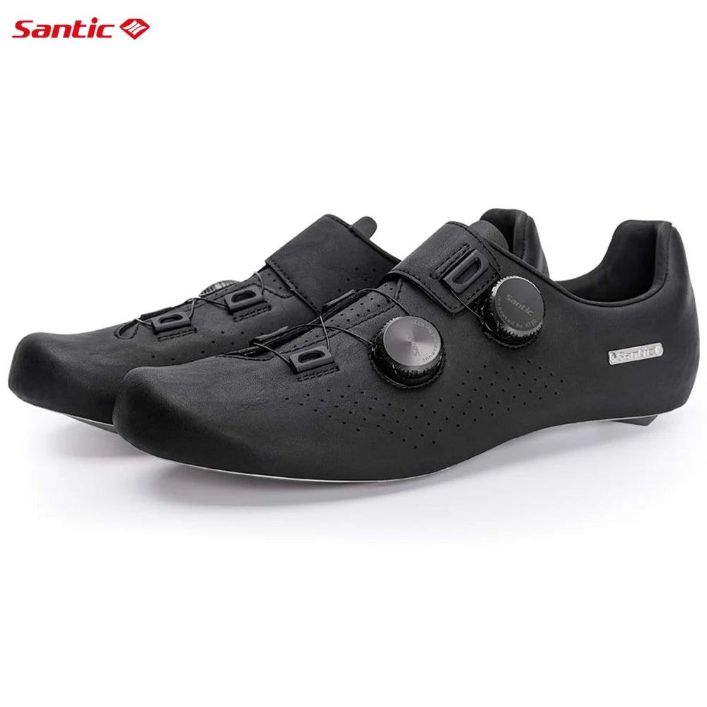 Santic Men's Cycling Shoes New Hardness16 Titanium Alloy Sole Auto-Lock Outdoor Bicycle Sneaker Adjustable Pro Road Racing Shoes