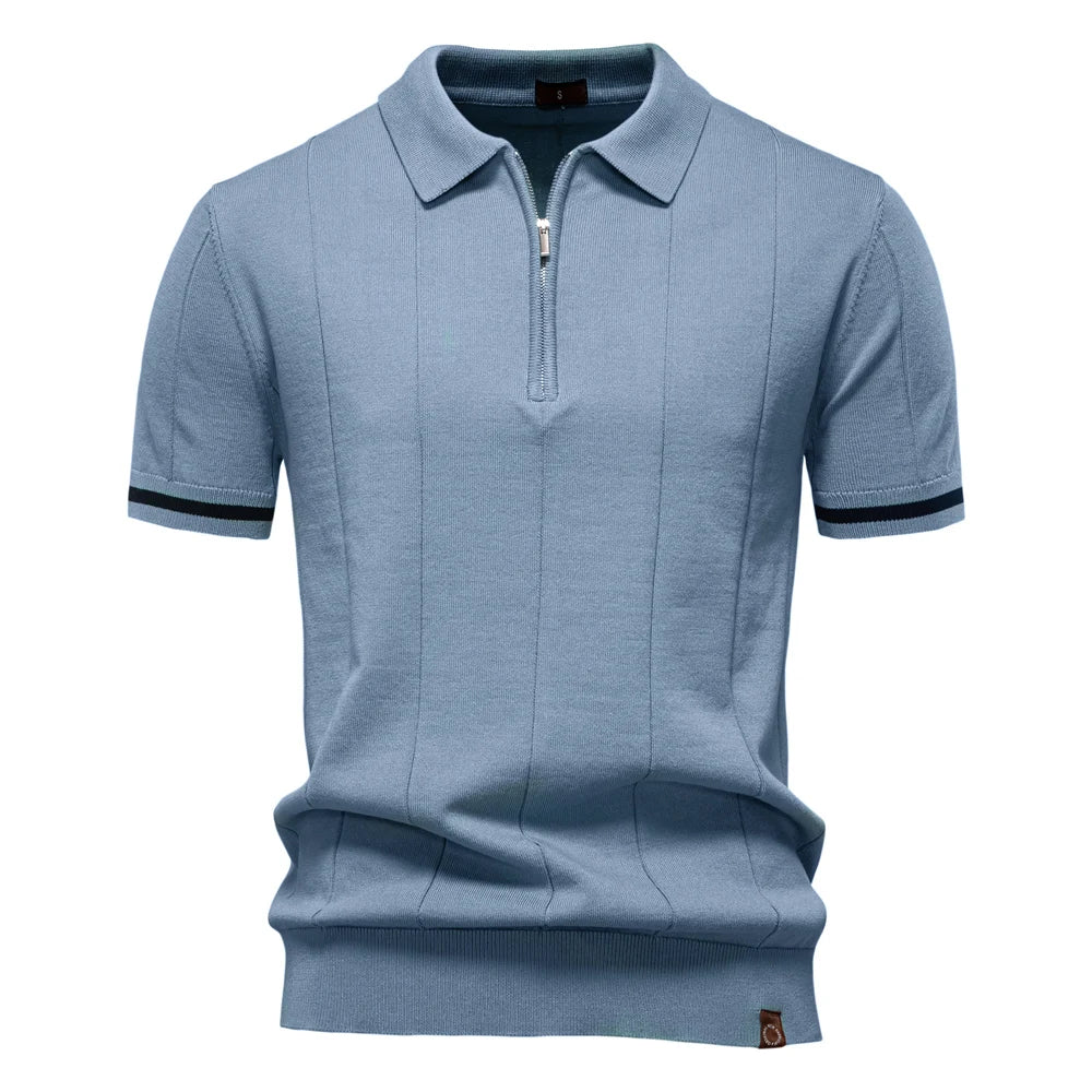 AIOPESON Men's Slim Fit Zipper Polo Shirt | Sport & Office