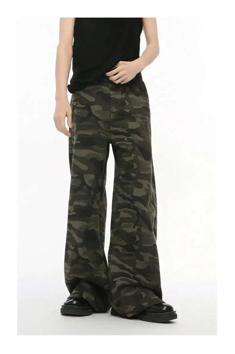 Vintage Camouflage Wide-Leg Men's Jeans