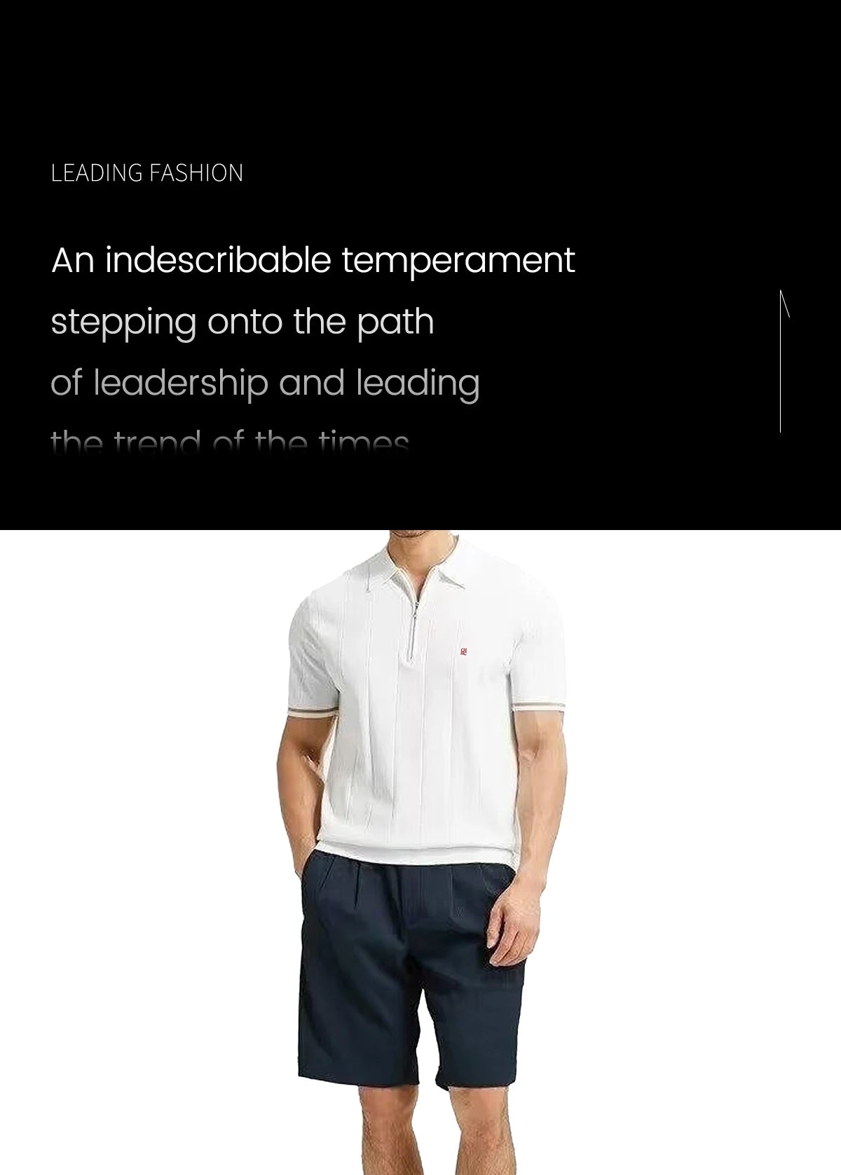 Men's Knit Polo Half-Zip | Embroidered Collar Tee