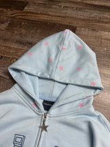 Women Shahzad Clothing Joestar Style Zip Hoodies Men JoJo Light Blue Star Tusk Print Oversized Embroidery Couple Sweatshirt Tops