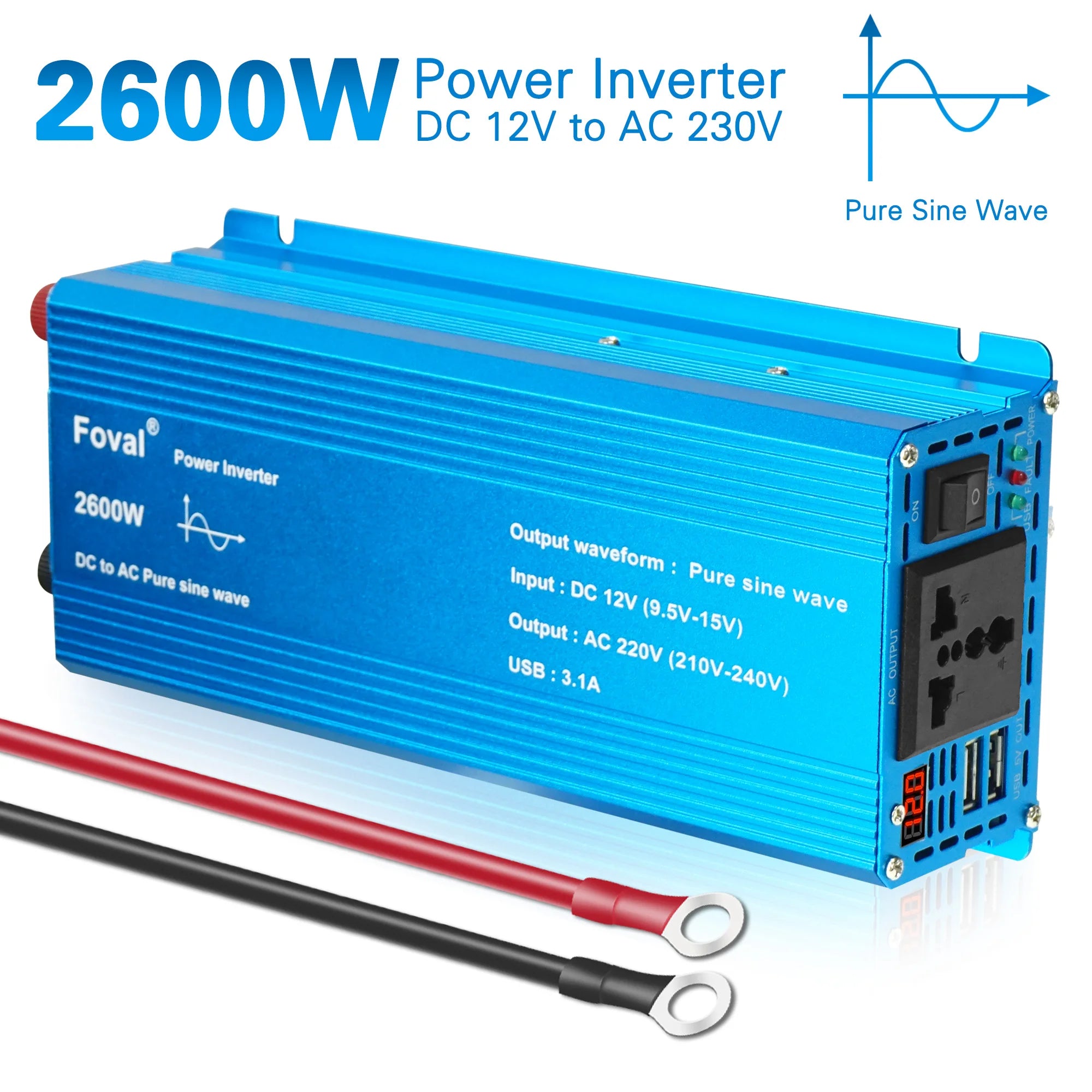Pure Sine Wave Inverter | DC 12V to AC 220V | 1000W–3000W