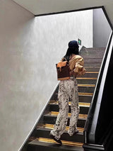 Women's High-Waisted Leopard Wide Leg Jeans | Y2K Vintage