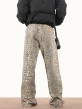 Women's High-Waisted Leopard Wide Leg Jeans | Y2K Vintage