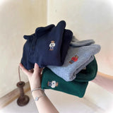 Kids' Bear Embroidered Fleece Polo Sweatshirt