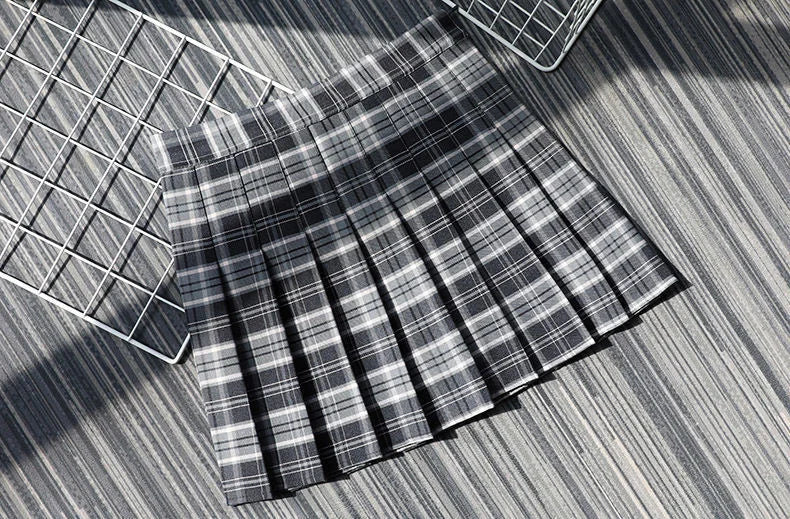 Plaid A-Line Mini Skirt – High Waist, Pocketed