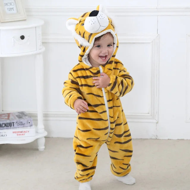 Adorable Animal Cartoon Baby Winter Rompers