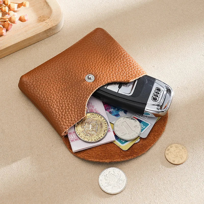 Custom Letters Fashion Women Short Wallet Genuine Leather Double Wallet Small Coin Purse Mini Credit Card Holder Key Storage Bag