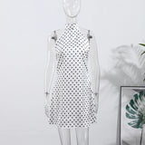 Fashion Polka Dot Mini Dress For Women Elegant Bow Tie Neck Short Sleeve Waist Slim Dress Lady 2026 Spring Summer Chic Vestidos