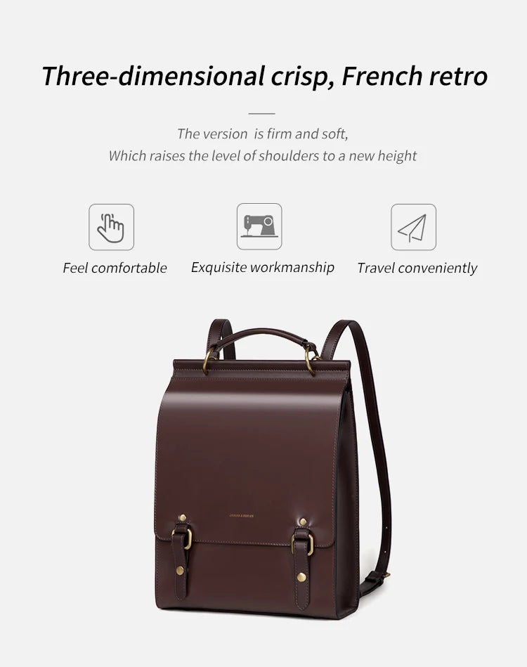 Cnoles Vintage Women's Leather Backpack Casual Shoulder Bag Travel Purse for Girls College School Book Bag