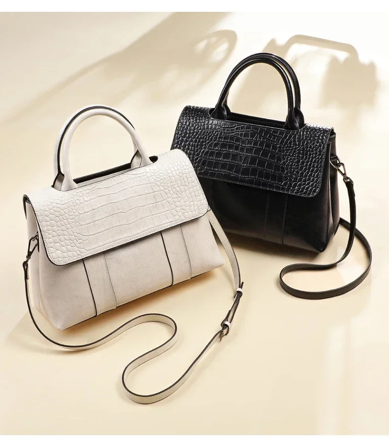 Women's Cow Real Leather Crossbody Bag Female Cowhide Designer Luxury Shoulder Bags Ladies Casual Retro Large Capacity Handbag