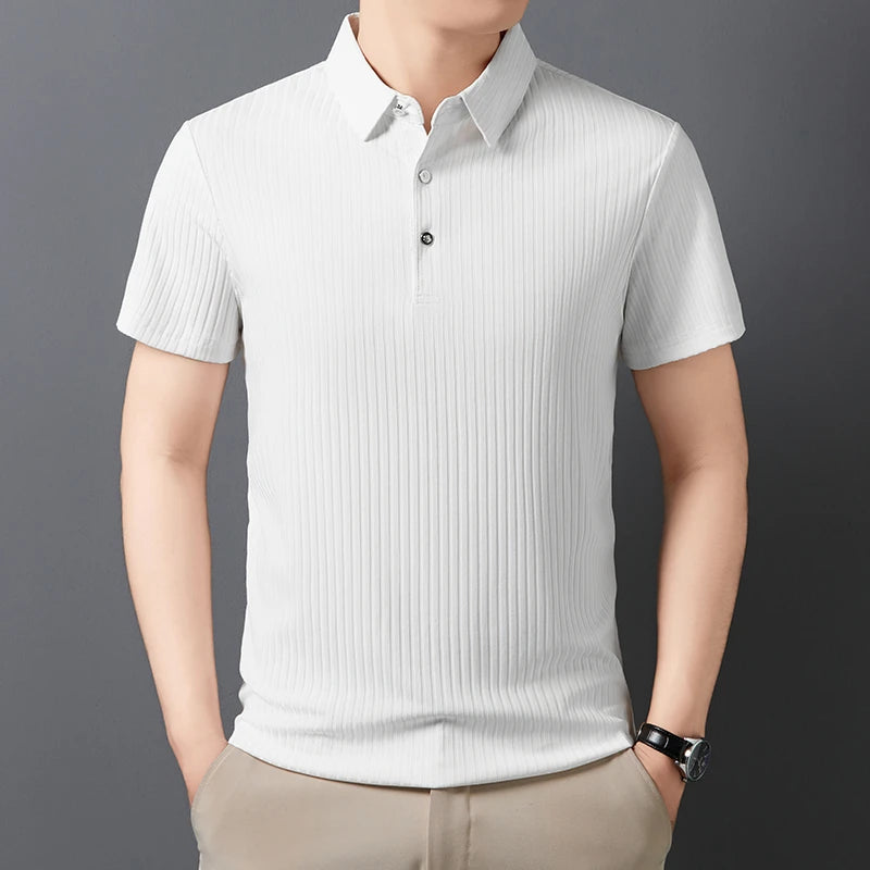 Men's Striped Polo Shirt – Breathable Summer Style