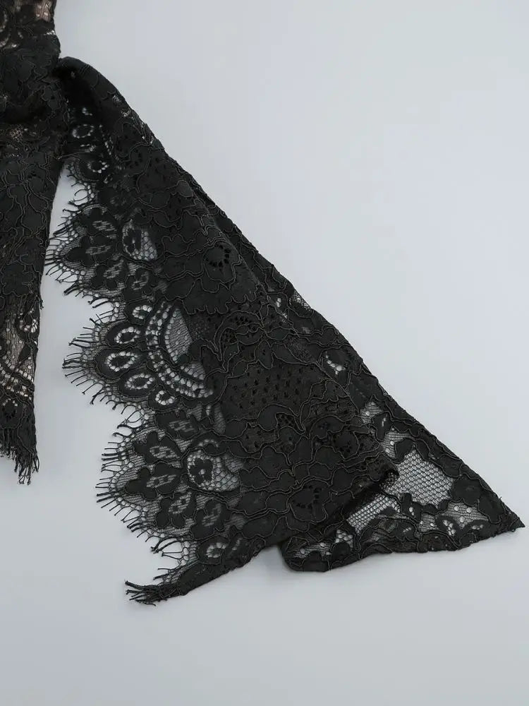 Strapless Lace Mini Dress – Elegant Sheer Patchwork Slim Fit Evening Dress