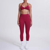 Women 2pcs Patchwork Sport Yoga Suit Training Sleeveless Sport Gym Tops Tummy Control Slimming Booty Leggings Yoga Suit Sports