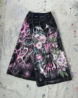 90s Vintage Flower Denim Shorts