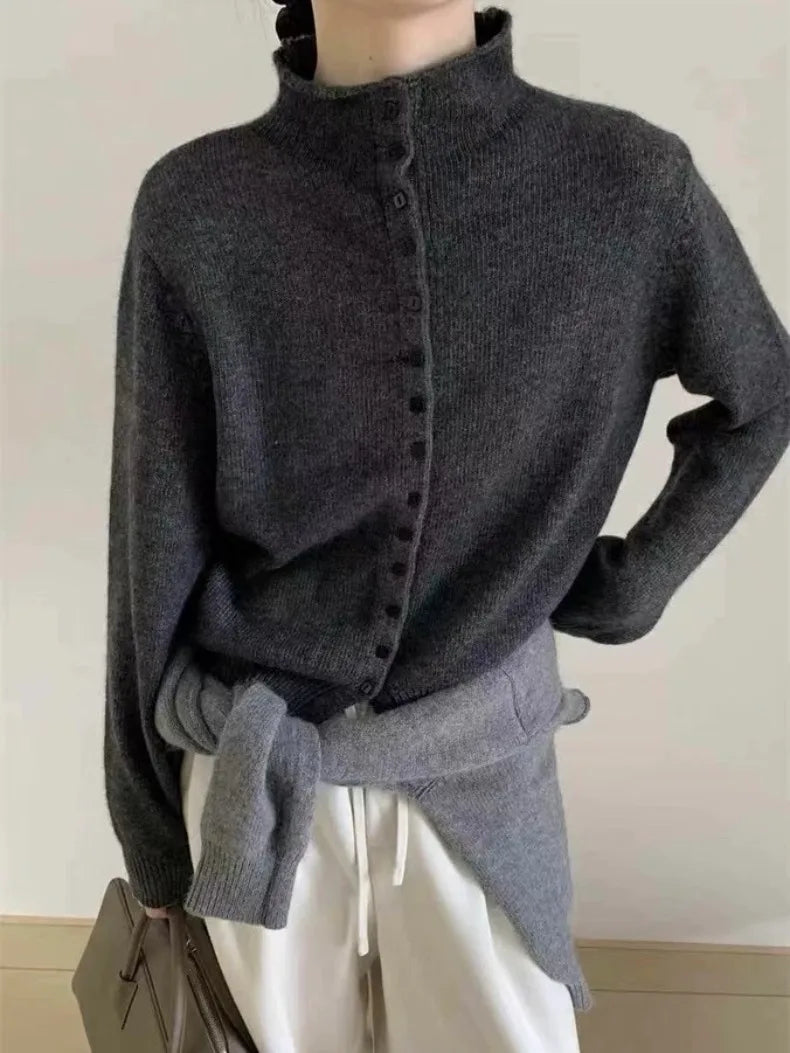 Women's Stand Collar Knit Cardigan Sweater