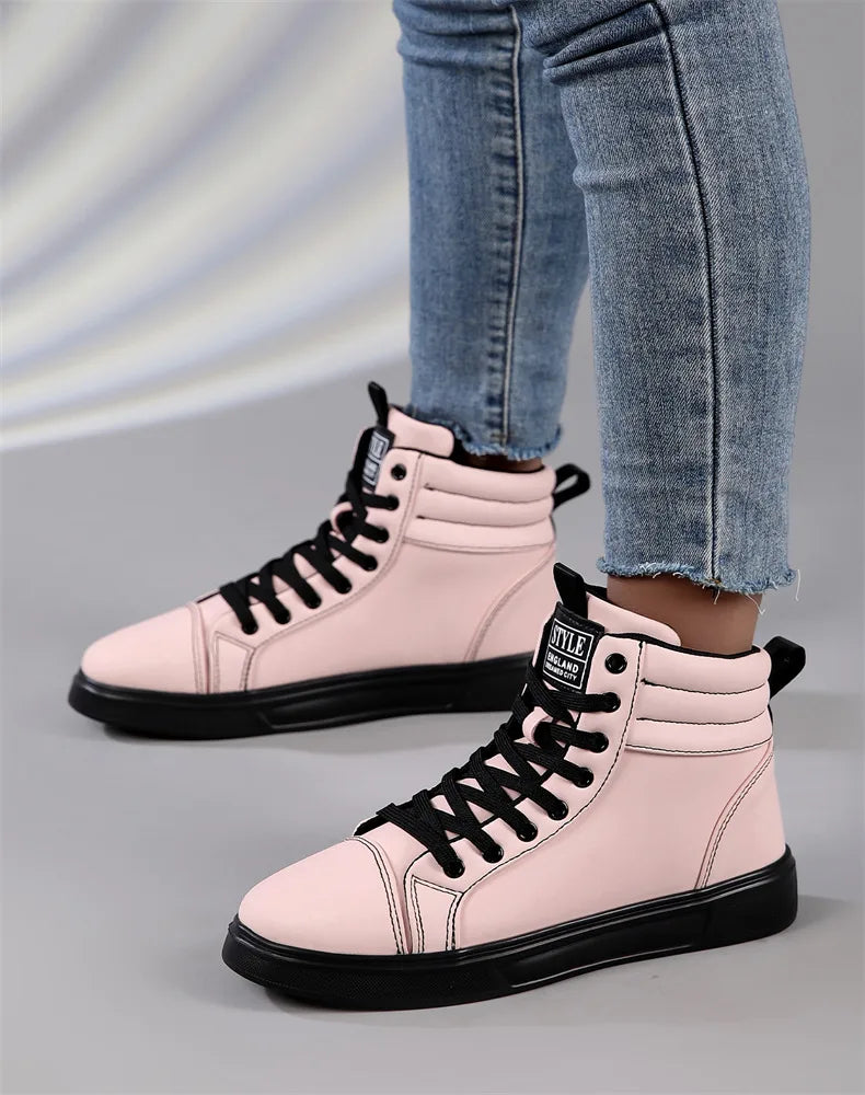 2026 Spring Fashion Red Men's Sneakers High Top Skateboarding Shoes for Men Women Comfortable Unisex Leather Sneakers Size 35-46