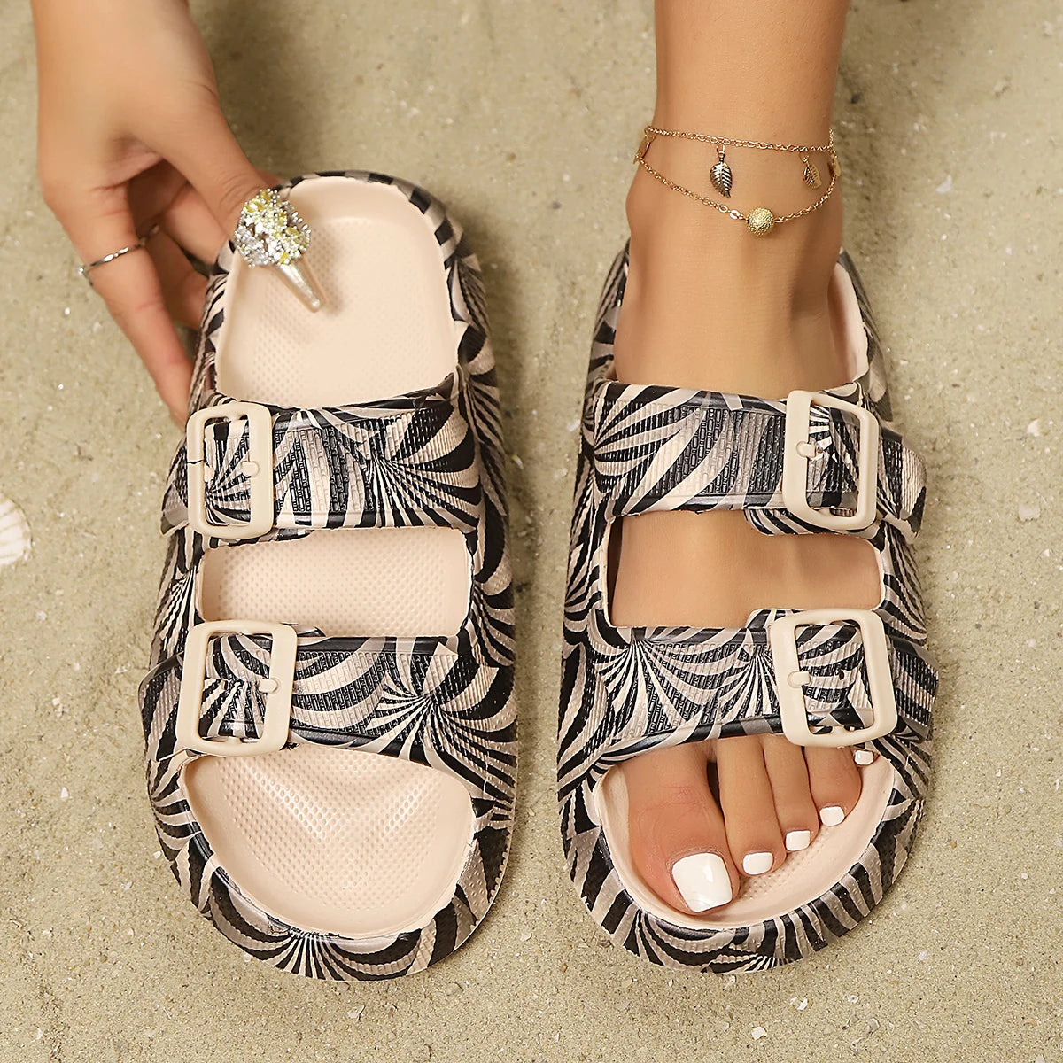 Leopard Print Cloud Slides – Soft Thick-Sole Summer Beach Sandals