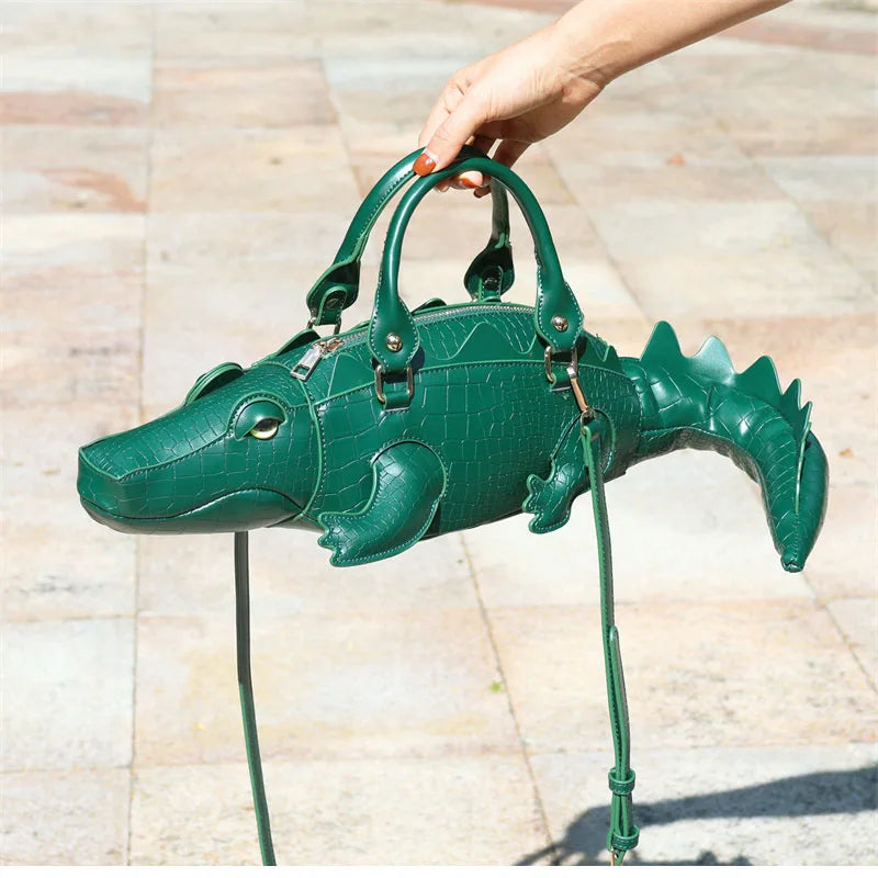 New Trendy Crocodile Shape Handbag for Women, Europe and America Fashion Tote Designer Female Casual Shoulder Crossbody Bag Ins