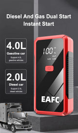EAFC 12V  Car Jump Starter Power Bank Portable Car Battery Booster ChargerStarting Device Auto Emergency Start-up Lighting