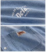 Men's Denim Shirt Summer Fashion Breathable Cotton Blend Short Sleeve Shirt Street Trendy Daily Outing Comfortable Jean Shirt