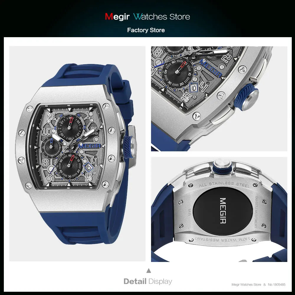 Men's Sport Chronograph: Stainless Steel Waterproof Quartz Watch