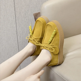 AIYUQI Women's Suede Leather Platform Loafers – British Style