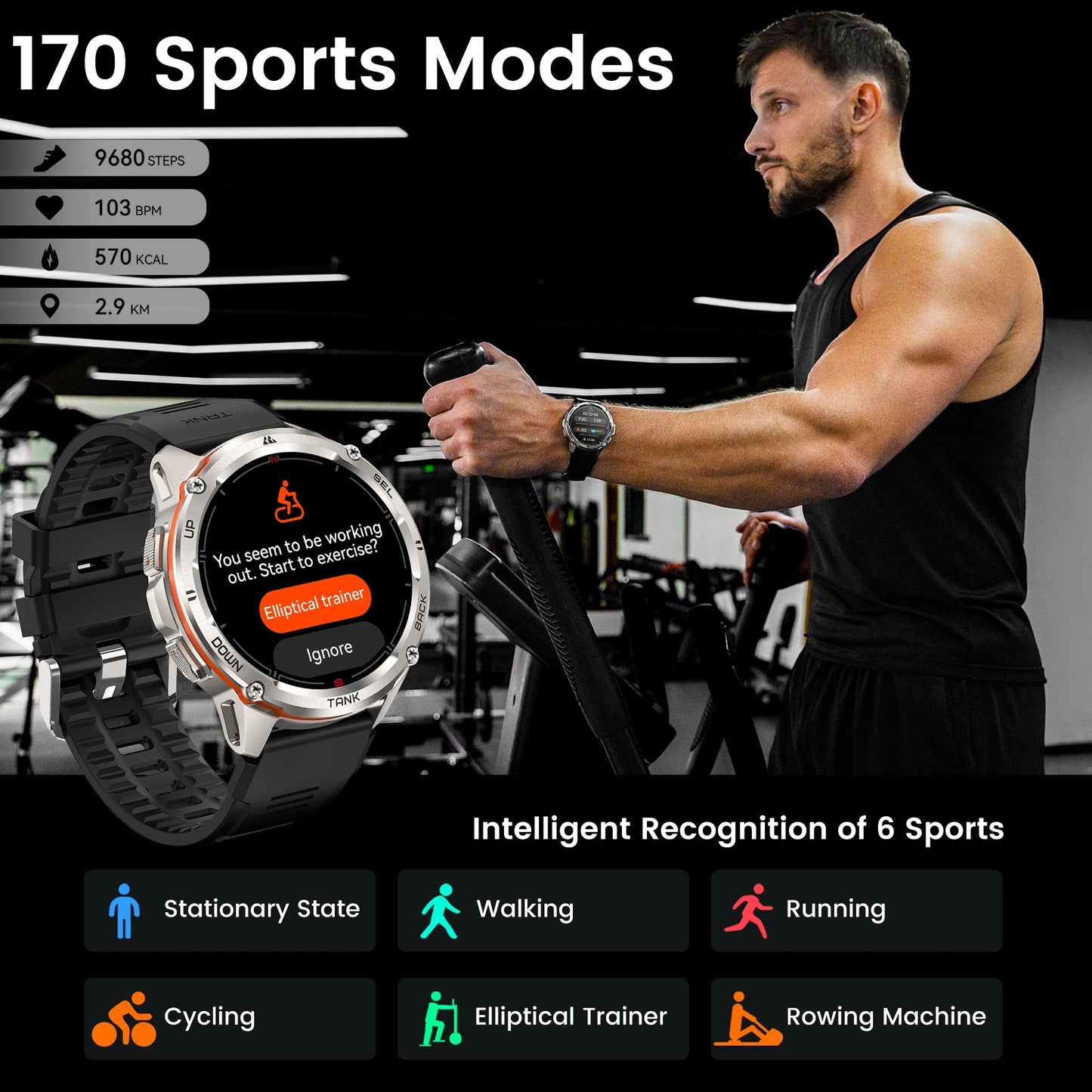 2025 KOSPET TANK T3 Ultra GPS Smart Watch For Men Smartwatch Women 470mAh Battery Digital Fitness AMOLED AOD Bluetooth Watches