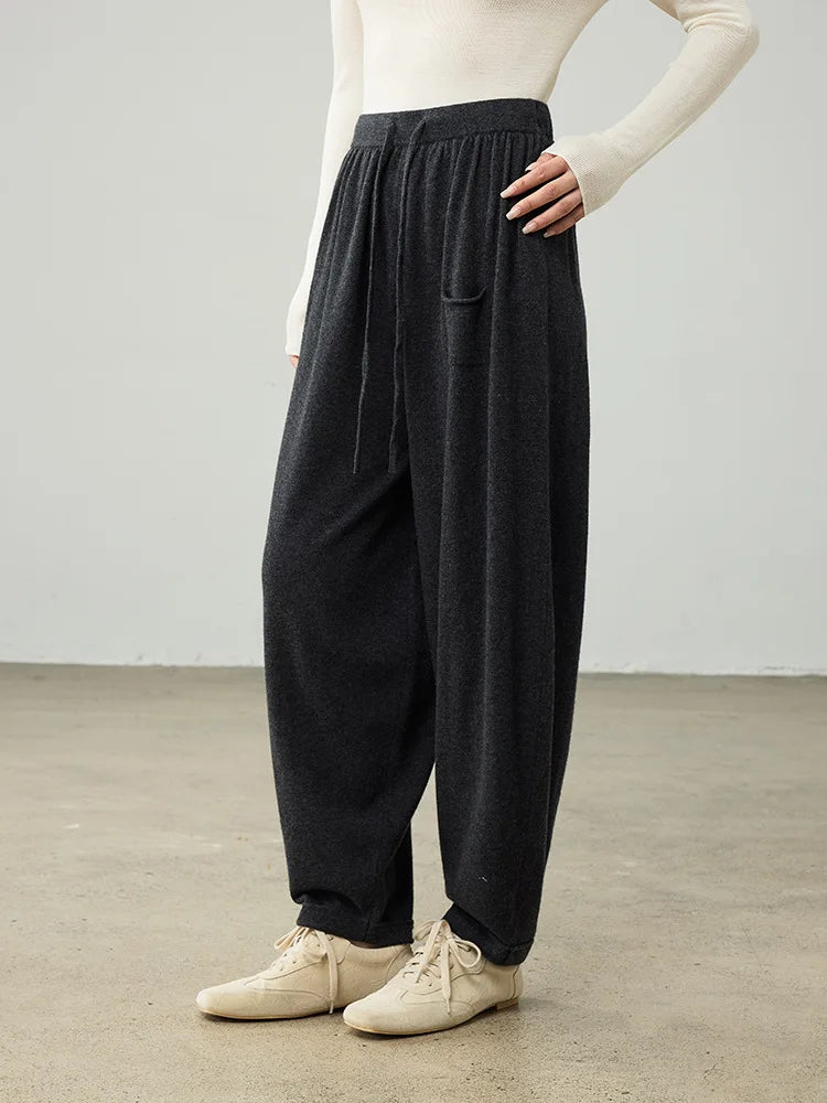 Women's Wool Drawstring Cocoon Pants