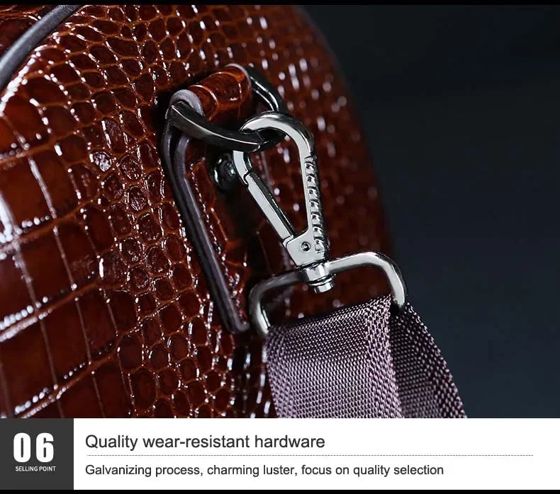 2024 New Cow Genuine Alligator Leather Travel Bags Luxury Men Large Capacity Portable Male Shoulder Bags Brand Travel Duffle Bag