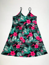Tropical Print V-Neck Summer Maxi Dress
