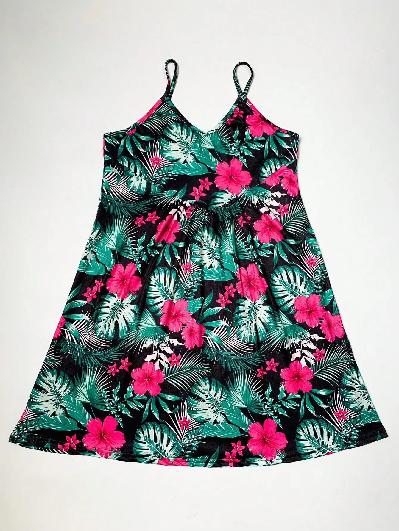 Tropical Print V-Neck Summer Maxi Dress