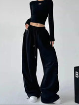 Women's High-Waist Wide-Leg Drawstring Pants