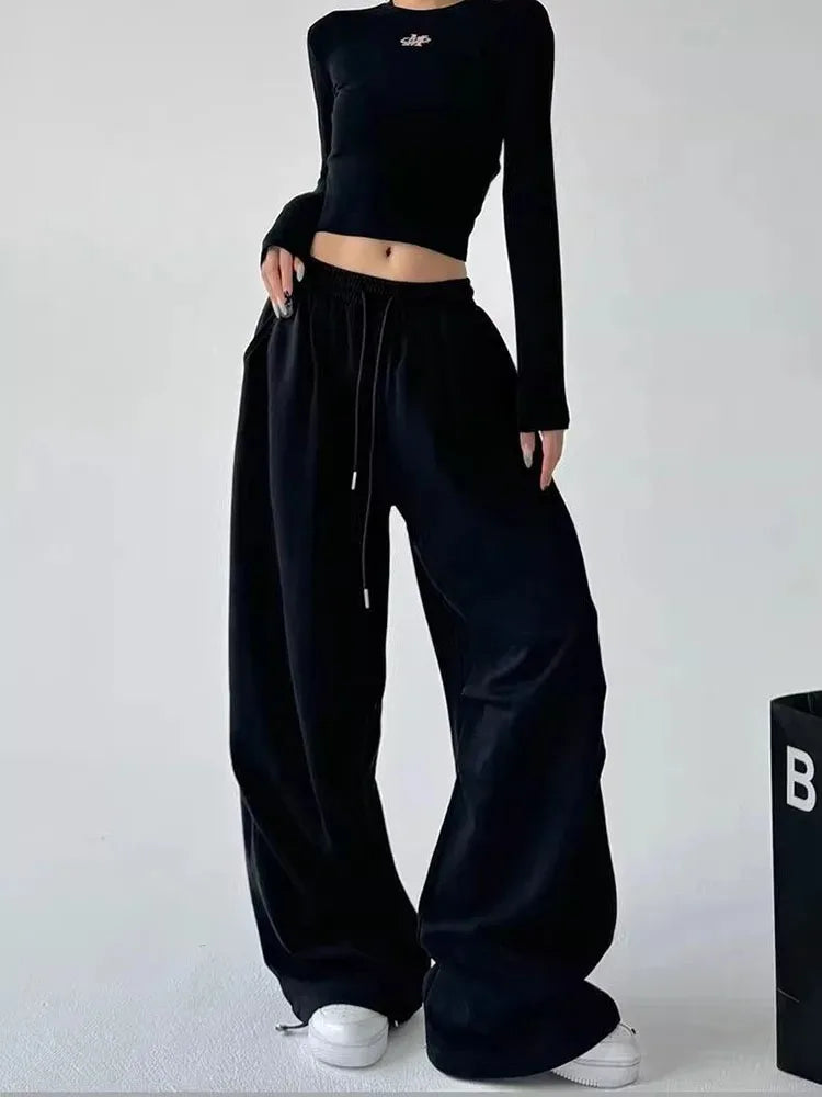 Women's High-Waist Wide-Leg Drawstring Pants