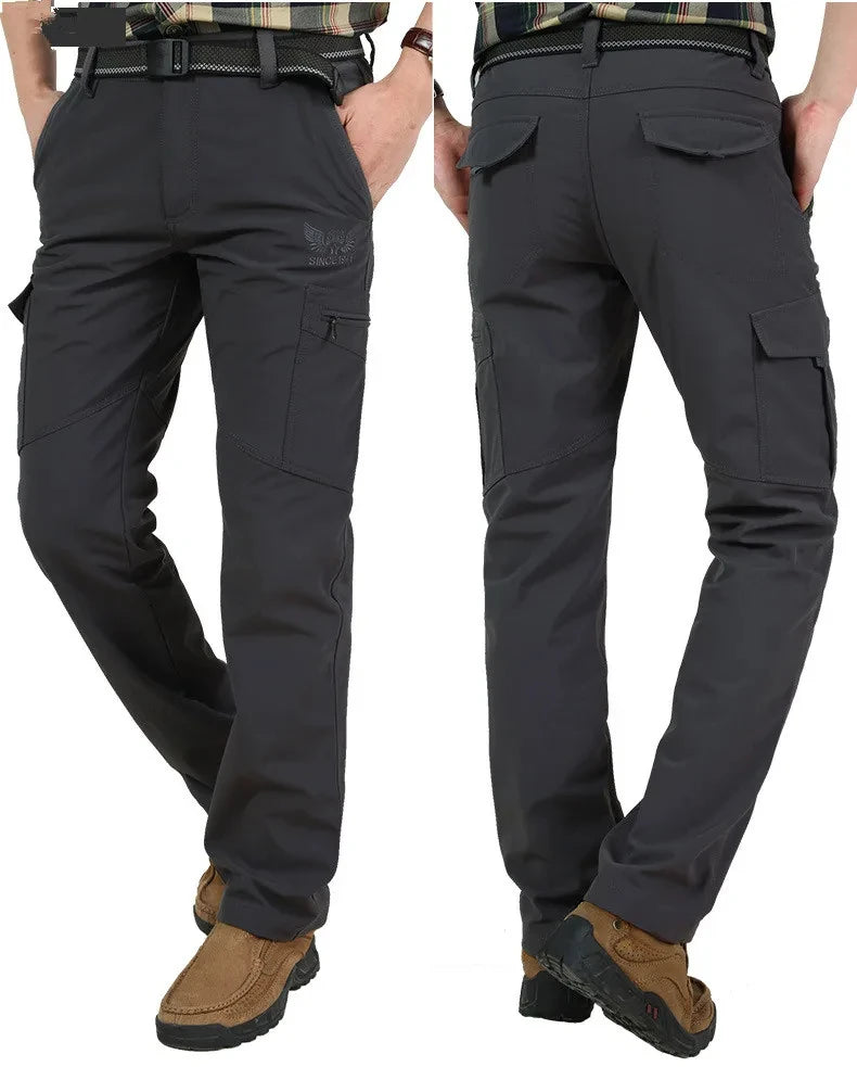 Men's Winter Fleece Straight-Leg Cargo Pants