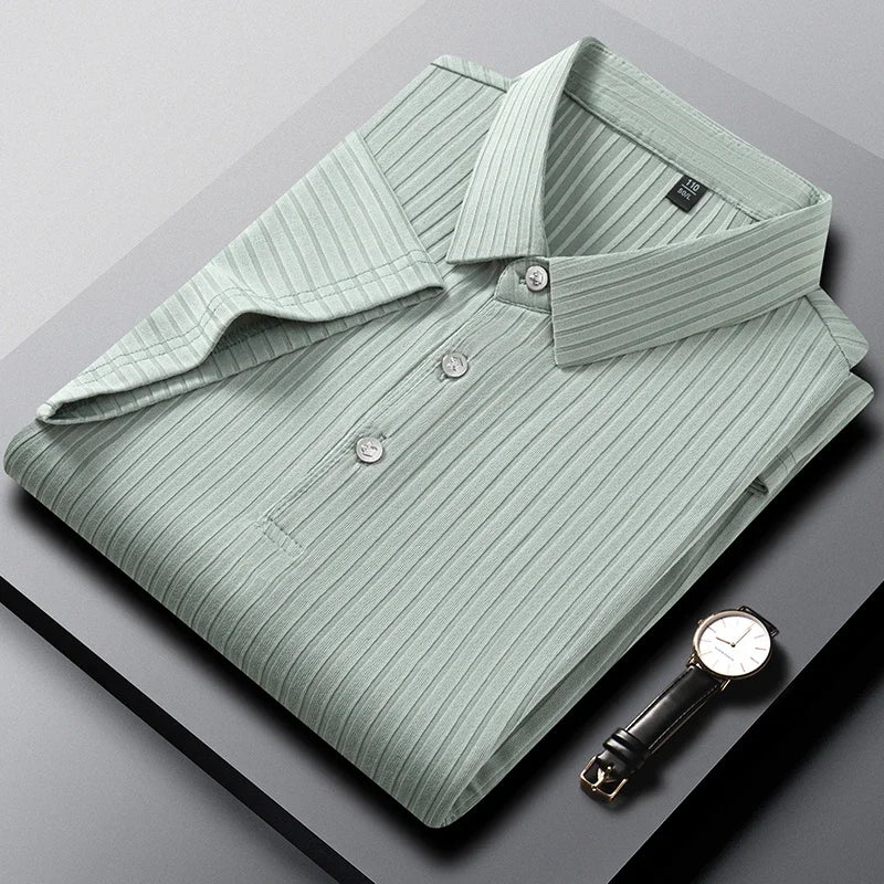 Men's Striped Polo Shirt – Breathable Summer Style